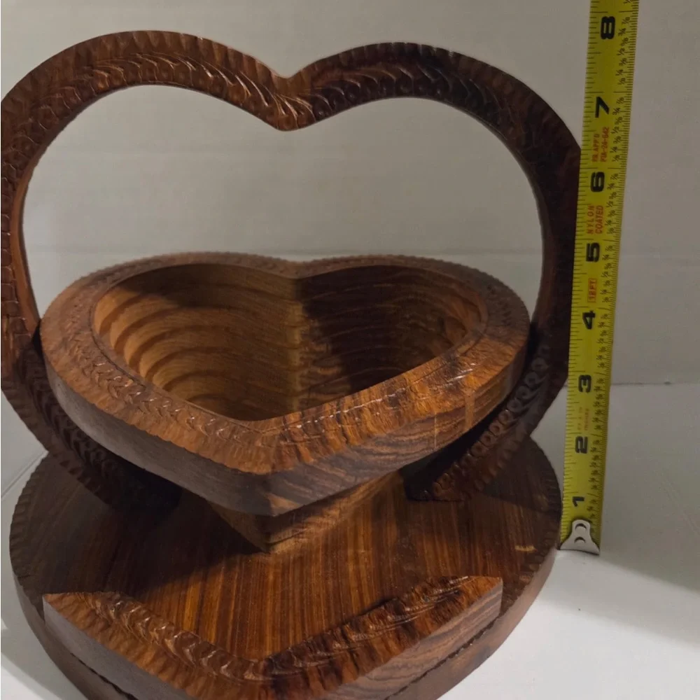 Collapsible Wooden Heart Basket Decor Spring
